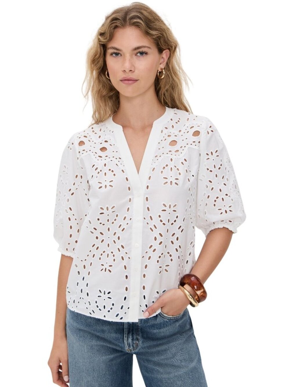 ba&sh Beatrice Shirt in White XSmall Womens Button Down Blouse Top